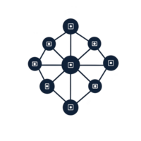 network diagram with interconnected nodes and lines, representing system or process. central node connects to multiple outer nodes, illustrating connectivity and communication png
