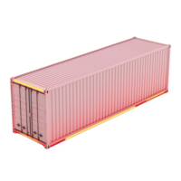 large pink shipping container with closed door is highlighted with red glow, creating modern and industrial look. container is isolated on transparency background png