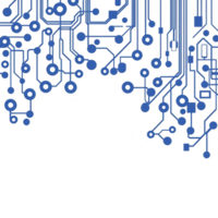 complex blue circuit board pattern transparency background, showcasing intricate electronic pathways and connections. design is abstract and futuristic, evoking sense of technology and innovation png