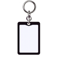 em branco retangular chaveiro com metal anel e Preto fronteira, perfeito para costumização ou pessoal usar. simples Projeto permite para fácil anexo para chaves ou bolsas png