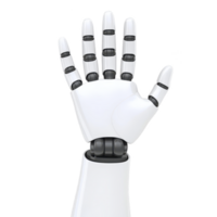 robotic hand with sleek white design and black joints is shown in open position, showcasing advanced technology and futuristic innovation png