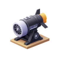 detailed 3D illustration of futuristic jet engine model on wooden base, featuring sleek design elements and vibrant colors, showcasing innovation and technology png