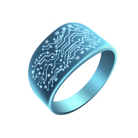 futuristic blue ring with intricate circuit patterns symbolizes technology and innovation. glowing design suggests connectivity and modern digital advancements png
