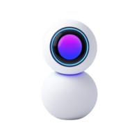 futuristic white robot with spherical design and glowing blue and purple accents stands against transparency background, showcasing advanced technology and modern aesthetics png