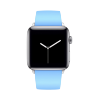 sleek smartwatch with minimalist design features square face and light blue band, perfect for modern tech enthusiasts. watch displays simple analog clock interface png