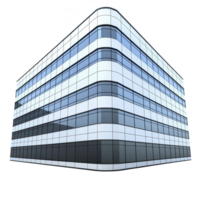 modern glass office building with sleek, reflective windows and minimalist design, showcasing contemporary architecture. structure features rounded corners and grid like facade png
