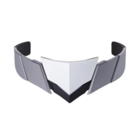 sleek, futuristic silver visor with angular design, reflecting modern and innovative style, perfect for tech enthusiasts or sci fi fans png