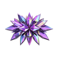 vibrant, symmetrical arrangement of iridescent, purple crystals forms star like shape, reflecting light in dazzling display. geometric design is both modern and captivating png
