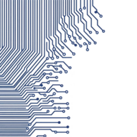 complex network of blue circuit lines forms intricate pattern, resembling futuristic digital circuit board. design is abstract and technological, evoking sense of innovation and connectivity png