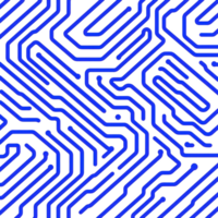 blue circuit pattern on transparency background creates futuristic and technological feel, resembling printed circuit board design. intricate lines and connections evoke sense of innovation png