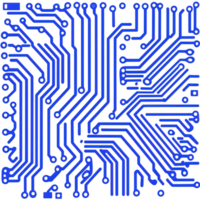 complex blue circuit board pattern with intricate pathways and connections, representing technology and innovation. design is symmetrical and visually striking png