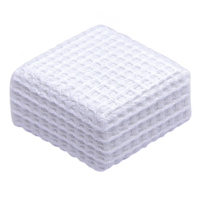 white, textured, square cushion with waffle pattern, perfect for adding cozy touch to any room. Its soft fabric and simple design make it versatile for various decor styles png
