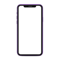 sleek smartphone with purple frame and blank screen is displayed, showcasing modern design. device minimalist appearance highlights its potential for customization and personalization png