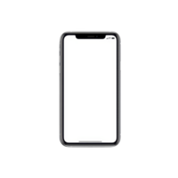 sleek smartphone with blank white screen is displayed, showcasing modern design with rounded edges and minimalistic frame. device is isolated transparent background, emphasizing its elegant png
