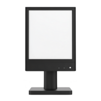 sleek, modern black digital display stand with blank screen, perfect for advertising or information purposes in various settings. minimalist design enhances its versatility png