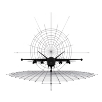 complex geometric design featuring circular pattern with radiating lines and central focal point, creating sense of depth and symmetry. monochrome color scheme enhances its abstract and futuristic png