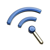 blue and gold Wi Fi symbol with glossy finish, representing wireless connectivity and internet access. design is modern and sleek, emphasizing technology and communication png
