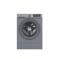 modern front loading washing machine with sleek design and digital control panel, perfect for efficient laundry care. metallic finish adds contemporary touch to any home png