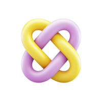 This features colorful, intertwined knot with smooth, glossy texture. knot is composed of two loops, one pastel yellow and other pastel purple, creating visually appealing and harmonious design png