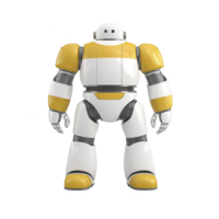 friendly, humanoid robot with white and yellow design stands upright, showcasing its futuristic and sleek appearance. robot rounded features and smooth surfaces give it modern and approachable png