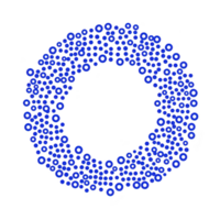 circular pattern of interconnected blue nodes creates visually striking design, evoking sense of connectivity and complexity. arrangement suggests network or molecular structure png