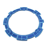 glowing blue circular digital interface with futuristic design elements, resembling high tech holographic display. geometric shapes and vibrant color create sci fi aesthetic png
