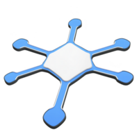 blue and white abstract shape resembling network or molecular structure with six connected nodes on transparent background. design is modern and minimalistic png