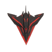sleek, futuristic black and red spaceship with sharp angles and aerodynamic design, resembling stealth aircraft. design is modern and evokes sense of speed and advanced technology png