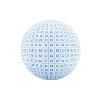 3D sphere with grid pattern of blue squares on white surface, creating futuristic and geometric design. sphere appears isolated on transparency background, emphasizing its intricate pattern png