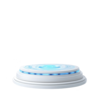 futuristic, glowing platform with blue lights and sleek, circular design, suggesting advanced technology or sci fi themes. platform appears to be levitating slightly above ground png