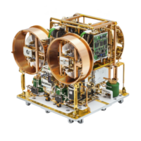 complex electronic device featuring intricate copper coils and circuit boards, showcasing advanced technology and engineering. design is detailed and precise, highlighting innovation png