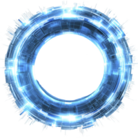 glowing blue circular digital interface with intricate patterns and bright lights creates futuristic and technological feel. design is reminiscent of high tech portal or holographic display png