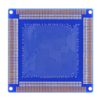 blue printed circuit board with intricate copper traces and multiple connection points, designed for electronic components. board detailed pattern highlights its complexity and precision png