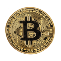 shiny gold coin featuring prominent B symbol, representing digital cryptocurrency. intricate design includes circuit like patterns, symbolizing technology and decentralization png