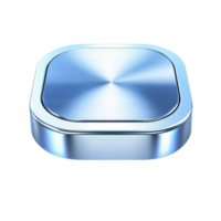 sleek, metallic, square button with shiny, brushed surface and rounded edges, reflecting light. button modern design and smooth finish give it futuristic appearance png