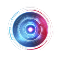 futuristic digital interface with glowing circular design blue and pink hues, resembling high tech target or radar screen. intricate patterns and vibrant colors create sense of advanced technology png