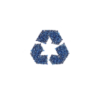 digital illustration of blue recycling symbol composed of interconnected lines and nodes, representing sustainability and environmental awareness. design is modern and abstract png