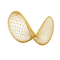 golden, abstract wireframe sculpture with twisted, looped design creates sense of fluidity and elegance. intricate mesh pattern adds depth and complexity to modern art piece png