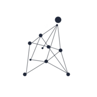 geometric network of interconnected nodes and lines forms abstract shape, suggesting concepts of connectivity and technology. minimalist design evokes sense of modernity and innovation png