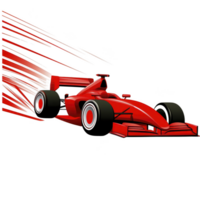 sleek red race car speeds forward with dynamic motion lines, capturing thrill and excitement of high speed racing. aerodynamic design emphasizes speed and performance png