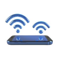 smartphone with blue wireless signals emanating from its screen, symbolizing connectivity and communication. image conveys sense of modern technology and digital interaction png