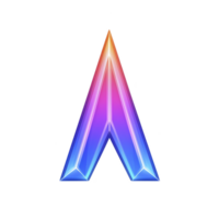 vibrant, colorful 3D arrow pointing upwards, featuring gradient of blue, purple, and orange hues, symbolizing progress and direction. sleek design and glowing effect add modern touch png