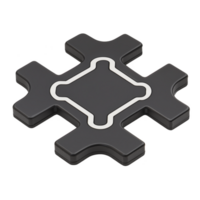 black, cross shaped puzzle piece with white outline design sits against transparency background, showcasing its unique geometric form png