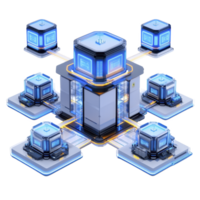 futuristic network of interconnected servers with glowing blue lights and sleek design, representing advanced technology and digital communication png