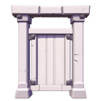 stylized stone archway with two columns and central panel, featuring cartoonish design and subtle texture details. structure has symmetrical and ancient appearance png