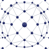 complex network of interconnected blue nodes forms geometric pattern, illustrating concepts of connectivity and communication. design is abstract and visually engaging png