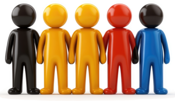 Diverse figures standing in a row, united by their connection. png