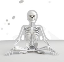 3D model of a skeleton in a seated meditation pose. png
