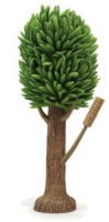 Decorated miniature tree with a textured trunk and a stick. png