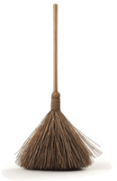 A simple straw broom with a wooden handle. png